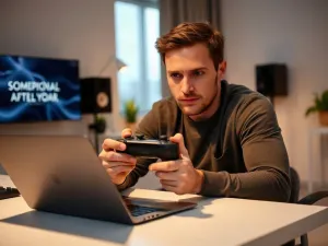 Kobieta pracująca na laptopie w jasnym biurze, edytująca dokument tekstowy w programie Word.