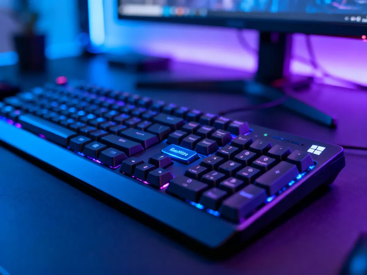 Gaming keyboard with an activated Windows key lock near the function keys