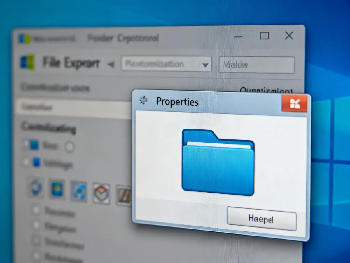 Okno właściwości folderu Windows z wyborem niestandardowej ikony
