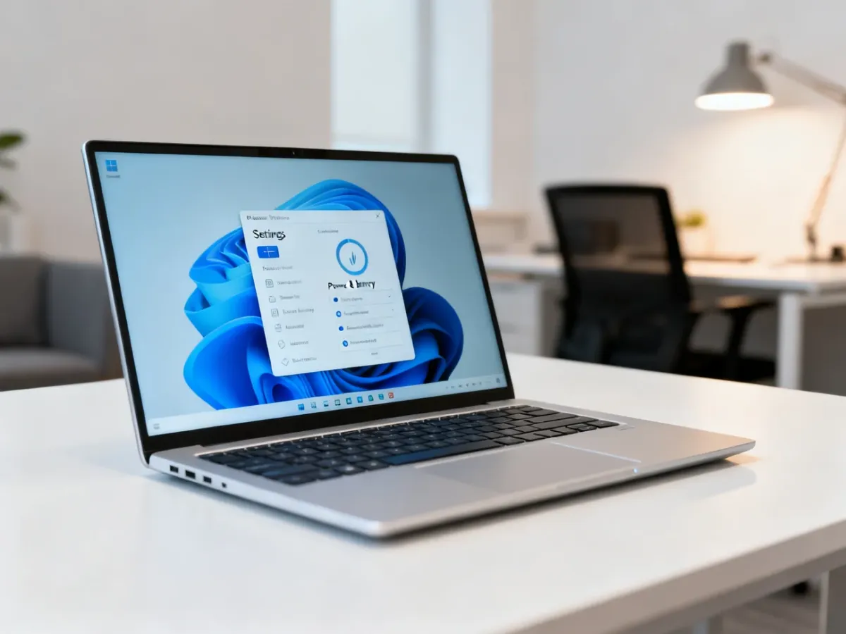 Laptop z ustawieniami trybu zasilania w Windows 11