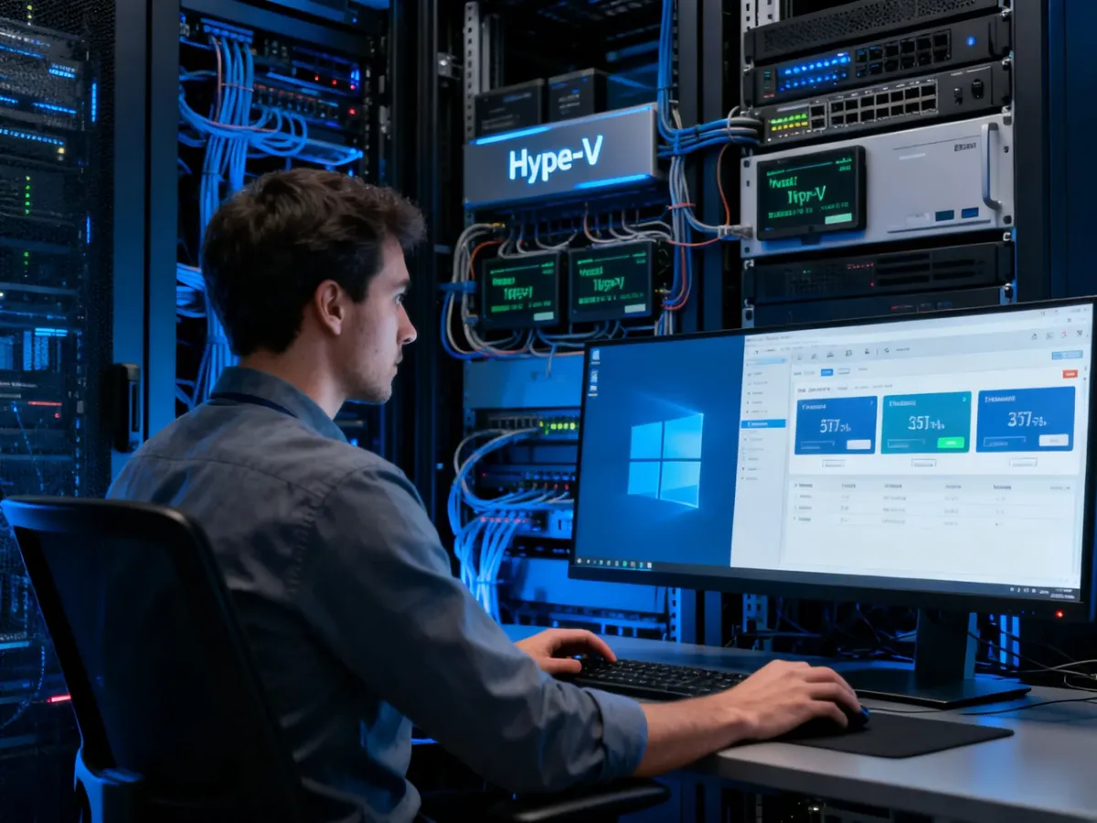 Administrator sprawdzający usługi Hyper-V i funkcje wirtualizacji